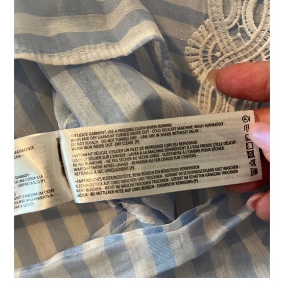 Keepsake The Label Blue Stripe Bow Balloon Sleeve Mini Dress XS - Picture 9 of 15